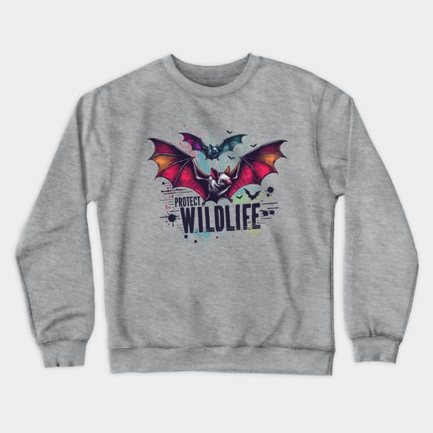 Protect Wildlife Bats Crewneck Sweatshirt by PrintSoulDesigns